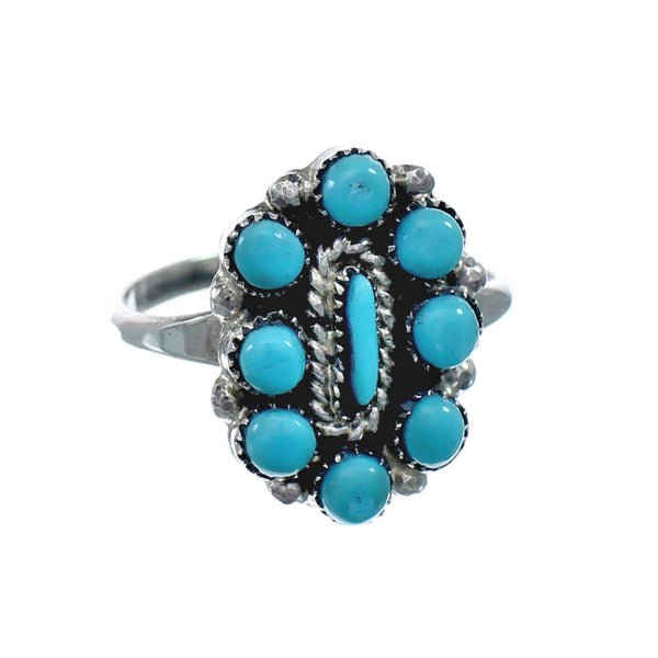 Native American Zuni Sterling Silver Turquoise Ring Size 8 JX130797